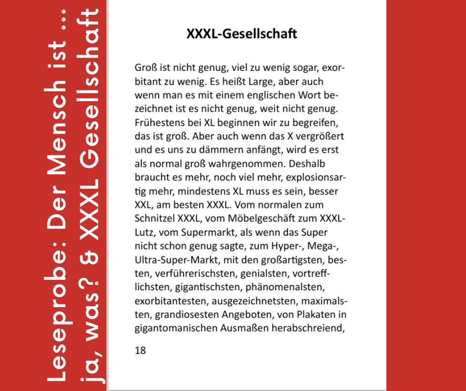 Der Mensch ist ... Ja, was? / XXXL-Gesellschaft – Novels4u Geschichten