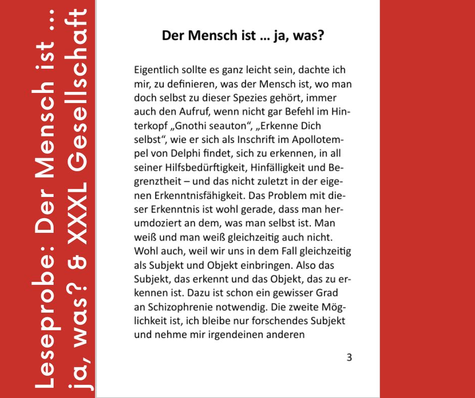 Der Mensch ist ... Ja, was? / XXXL-Gesellschaft – Novels4u Geschichten